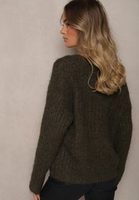 Renee - Ciemnozielony Rozpinany Kardigan z Wełną i Ściągaczami przy Rękawach Ciarella. Kolor: zielony. Materiał: wełna. Sezon: zima #4