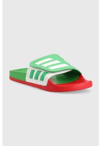 Adidas - adidas klapki kolor zielony. Kolor: zielony. Wzór: paski. Obcas: na obcasie. Wysokość obcasa: niski #3