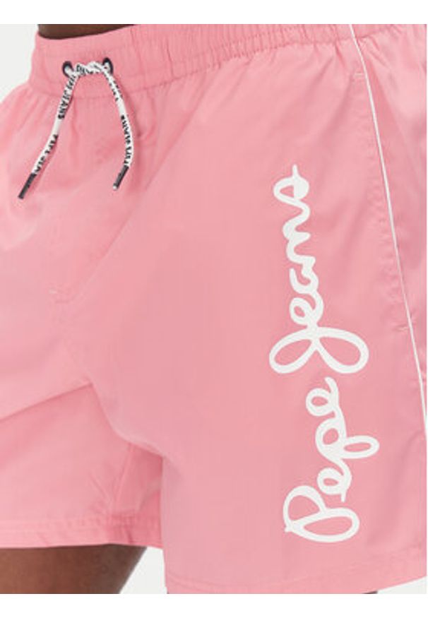 Pepe Jeans Szorty kąpielowe Logo PMB10419 Różowy Regular Fit. Kolor: różowy. Materiał: syntetyk