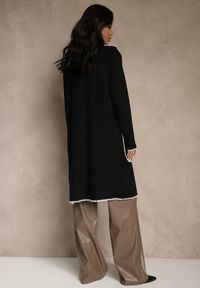 Renee - Czarny Kardigan z Haftowaną Lamówką Tuscele. Okazja: na co dzień. Kolor: czarny. Materiał: jeans. Wzór: haft. Styl: casual, elegancki #5