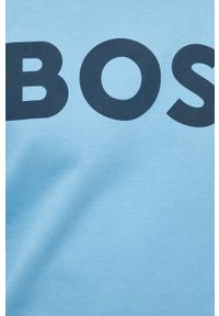 BOSS Orange - Boss Orange bluza bawełniana męska kolor niebieski z nadrukiem. Kolor: niebieski. Materiał: bawełna. Wzór: nadruk #4