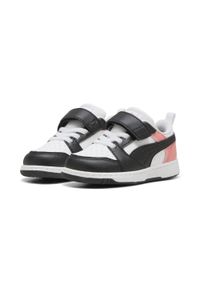 Puma - Sneakersy PUMA Rebound V6 Lo dla małych dzieci PUMA White Black Pink Fruit. Kolor: czarny, różowy, biały, wielokolorowy. Szerokość cholewki: normalna. Sport: turystyka piesza, koszykówka