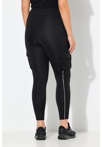 ULLA POPKEN - Damskie Legginsy sportowe kieszenie cargo materiał Powerstretch. Kolekcja: plus size. Kolor: czarny. Materiał: elastan, poliester, materiał