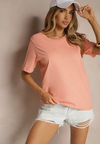 Renee - Różowy Basicowy T-shirt z Bawełny Fevarisse. Okazja: na co dzień. Kolor: różowy. Materiał: bawełna. Styl: klasyczny, casual