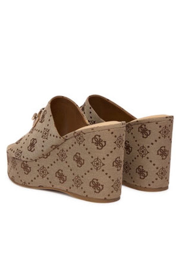 Guess Klapki FLJEVZ FAL04 Beżowy jasny. Kolor: beżowy. Materiał: materiał