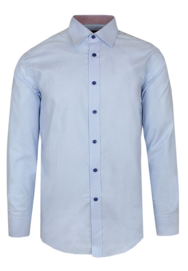 Koszula Wizytowa Wólczanka - Błękitna - Slim. Kolor: niebieski. Materiał: bawełna. Sezon: lato. Styl: wizytowy