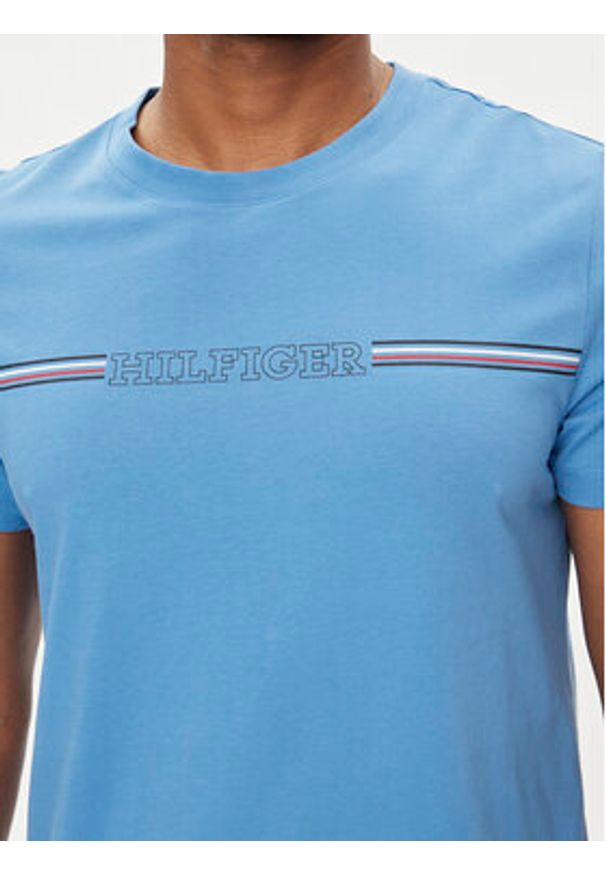 TOMMY HILFIGER - Tommy Hilfiger T-Shirt Stripe Chest MW0MW34428 Niebieski Regular Fit. Kolor: niebieski. Materiał: bawełna
