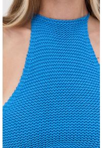 BARDOT - Bardot sukienka mini dopasowana. Kolor: niebieski. Materiał: dzianina. Typ sukienki: dopasowane. Długość: mini
