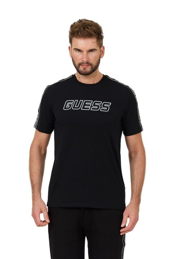 Guess - GUESS Czarny męski t-shirt Arlo Cn, Rozmiar S. Kolor: czarny