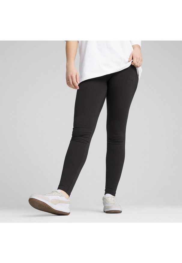 Puma - Damskie legginsy HER z wysokim stanem PUMA Black. Stan: podwyższony. Kolor: czarny. Wzór: haft. Sport: bieganie