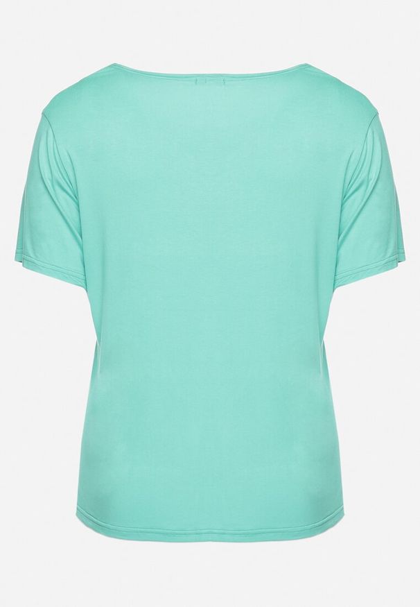 Born2be - Zielony Klasyczny T-shirt z Koronką przy Dekolcie Fioma. Okazja: na spotkanie biznesowe. Kolor: zielony. Materiał: koronka. Wzór: koronka. Styl: klasyczny