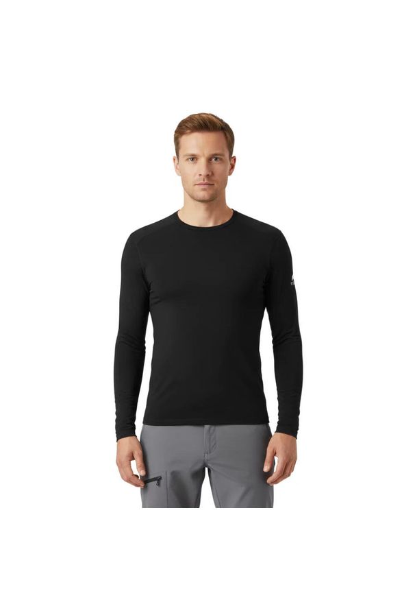 FJORK MERINO - Koszulka z długim rękawem męska 100% wełny merynosów - Finn 210. Kolor: czarny. Materiał: wełna. Długość rękawa: długi rękaw. Długość: długie. Sezon: zima. Sport: narciarstwo