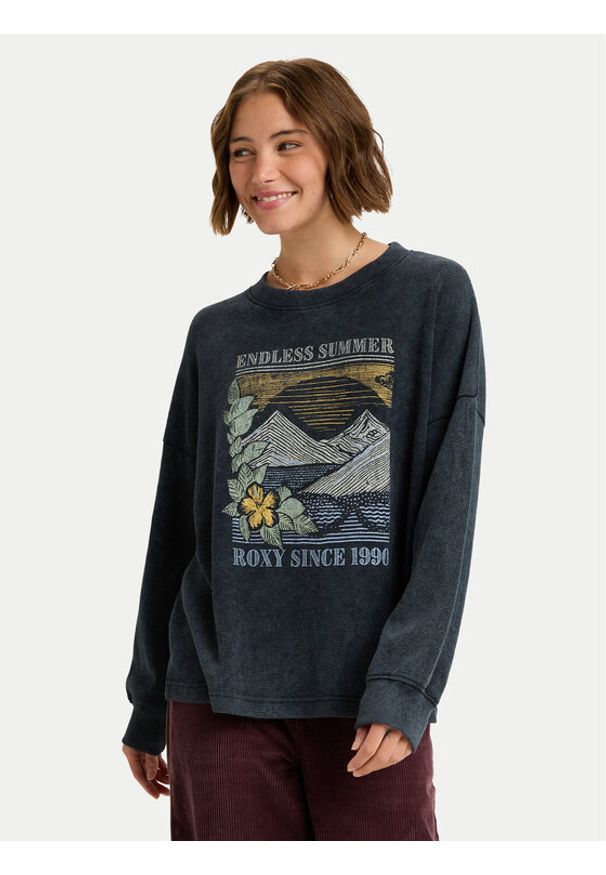 Roxy Bluza Eastside Midweight ERJKT04322 Czarny Regular Fit. Kolor: czarny. Materiał: bawełna