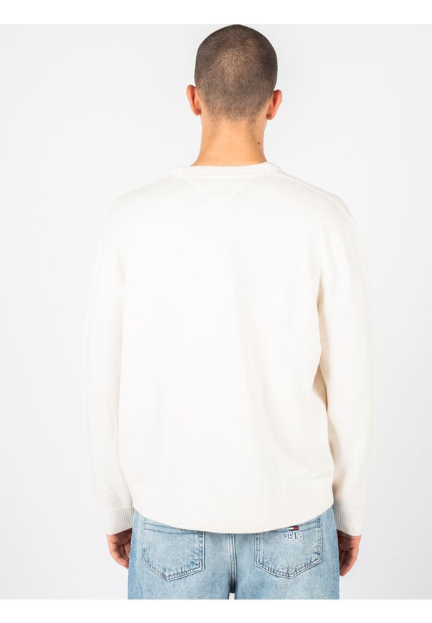 TOMMY HILFIGER - Tommy Jeans Sweter | DM0DM13045 | Mężczyzna | Biały. Okazja: na co dzień. Kolor: biały. Materiał: poliester, akryl. Wzór: ze splotem. Styl: casual