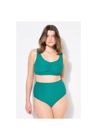 ULLA POPKEN - Damskie Figi od bikini figi wysoki stan fakturowany materiał. Stan: podwyższony. Kolekcja: plus size. Kolor: zielony. Materiał: elastan, poliester, materiał