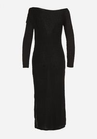 Born2be - Czarna Dopasowana Sukienka z Metaliczną Ozdobą na Ramieniu Reilara. Kolor: czarny. Wzór: aplikacja. Styl: elegancki #5