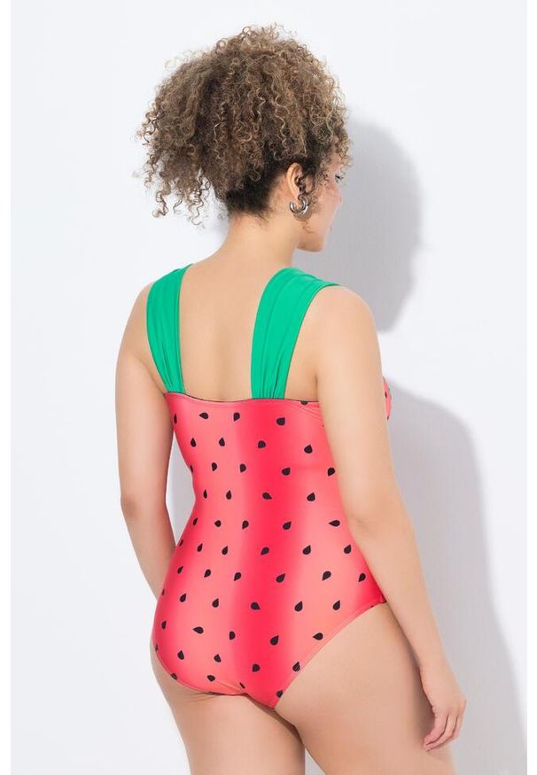 ULLA POPKEN - Damski Strój kąpielowy arbuz miękkie miseczki szerokie ramiączka. Kolekcja: plus size. Kolor: pomarańczowy. Materiał: poliester, elastan, poliamid, materiał
