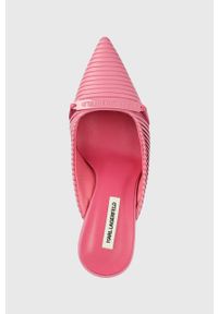 Karl Lagerfeld klapki PANACHE HI kolor różowy. Kolor: różowy. Materiał: guma. Obcas: na obcasie. Wysokość obcasa: średni