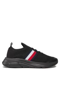 TOMMY HILFIGER - Tommy Hilfiger Sneakersy Modern Runner Knit Stripes Ess FM0FM04798 Czarny. Kolor: czarny. Materiał: materiał #1
