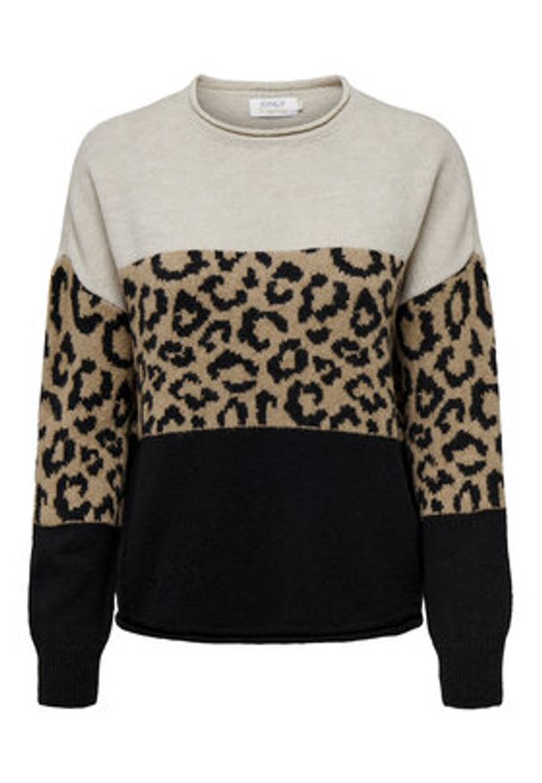 only - ONLY Sweter Jade 15294969 Beżowy Regular Fit. Kolor: beżowy. Materiał: syntetyk