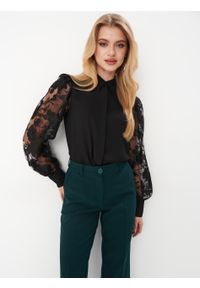 Mohito - Czarna koszula z dekoracyjnymi rękawami - Czarny. Kolor: czarny #2