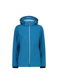 Kurtka damska turystyczna CMP 3A22226. Typ kołnierza: kaptur. Kolor: niebieski. Materiał: softshell. Sport: turystyka piesza #1