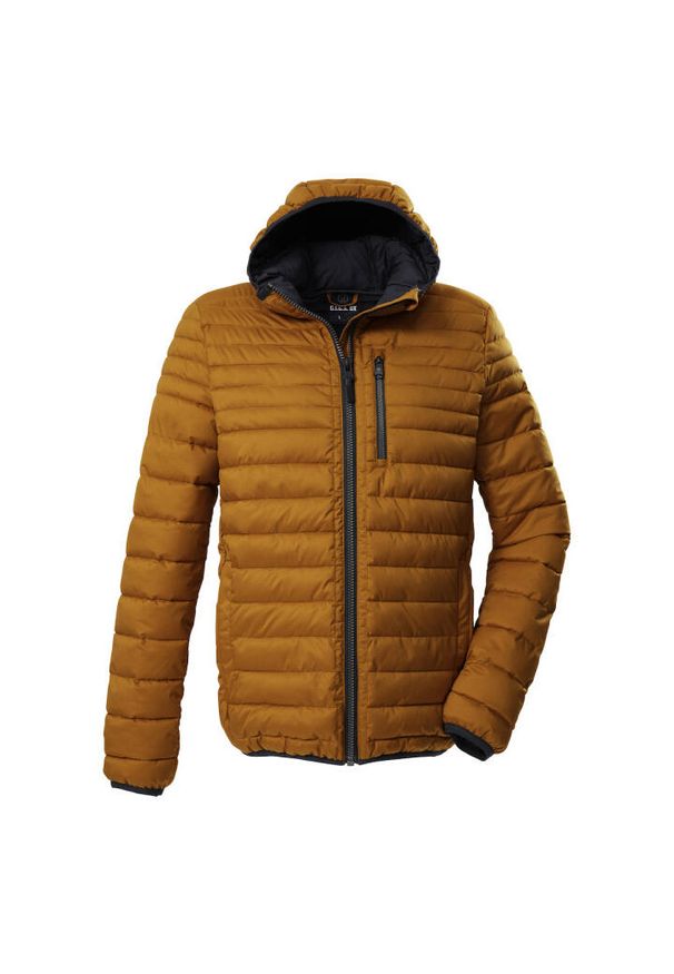 Kurtka z kapturem Killtec GW 28. Typ kołnierza: kaptur. Kolor: pomarańczowy, brązowy, wielokolorowy. Materiał: puch. Sezon: zima