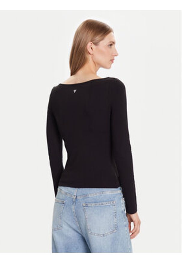 Guess Bluzka W5BP46 KCYV2 Czarny Slim Fit. Kolor: czarny. Materiał: wiskoza