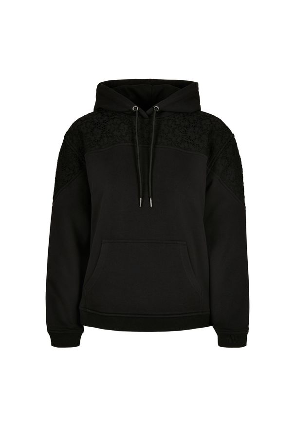 Bluza damska z kapturem Urban Classics Lace Inset. Typ kołnierza: kaptur. Kolor: czarny