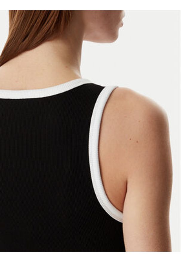 Karl Lagerfeld - KARL LAGERFELD Top B2W17003 Czarny Slim Fit. Typ kołnierza: dekolt w karo. Kolor: czarny. Materiał: bawełna