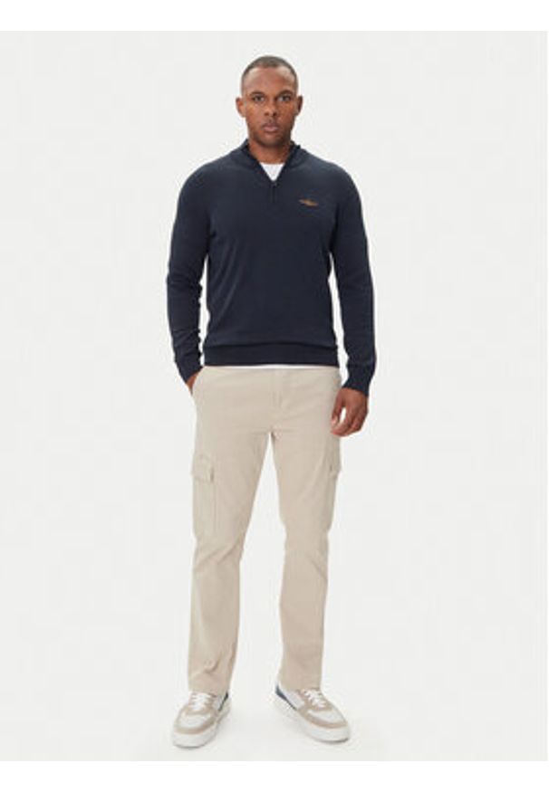 Aeronautica Militare Sweter 252MA1578UL00506 Granatowy Regular Fit. Kolor: niebieski. Materiał: bawełna