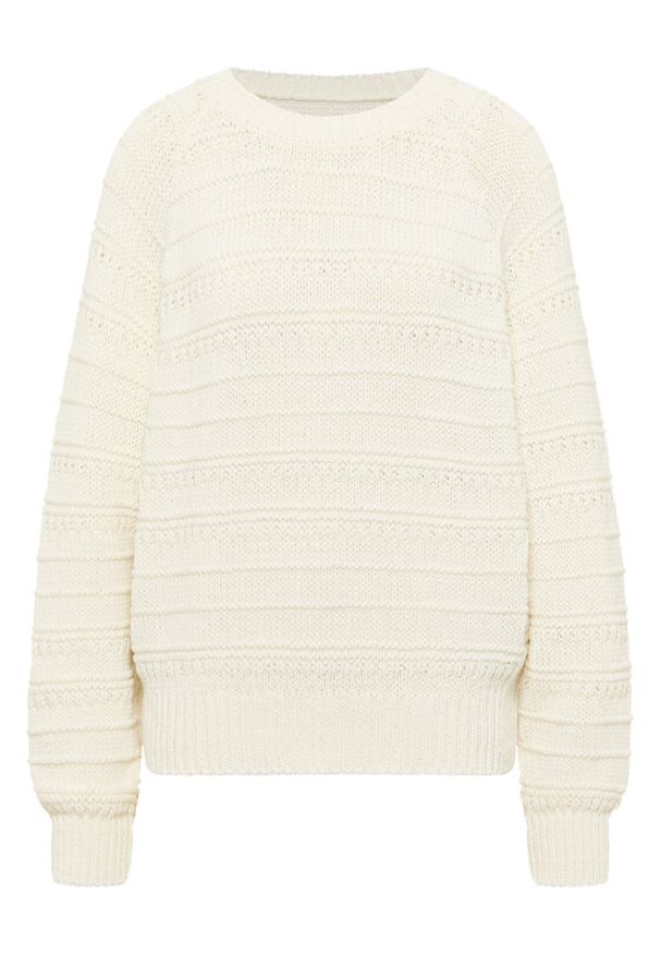 Mustang Sweter Silas 1016782 Écru Regular Fit. Materiał: bawełna