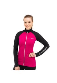 Bluza dresowa termoaktywna rozpinana damska Brubeck Athletic. Kolor: czarny, różowy, wielokolorowy. Materiał: poliamid, poliester, elastan. Sport: kolarstwo, bieganie