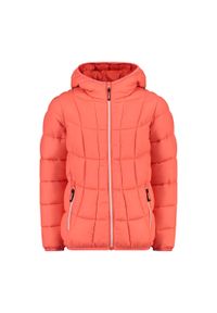 Kurtka z kapturem dla dziewczynki CMP. Typ kołnierza: kaptur. Kolor: czerwony. Materiał: softshell, puch. Sport: turystyka piesza #1