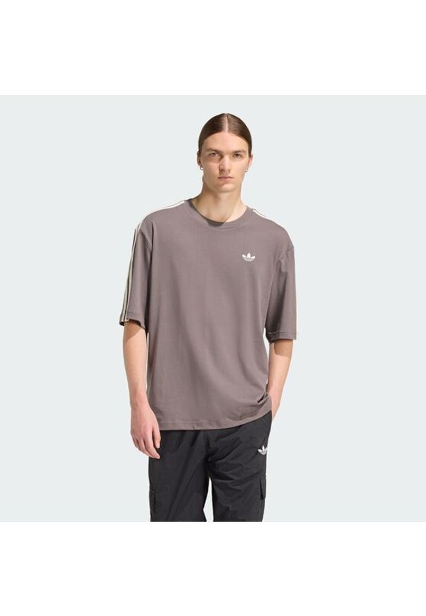Adidas - adidas T-Shirt adicolor 3-Stripes KE1591 Szary Oversize. Kolor: szary. Materiał: bawełna