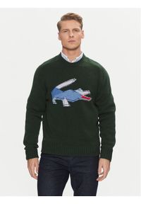 Lacoste Sweter AH3145 Zielony Classic Fit. Kolor: zielony. Materiał: wełna