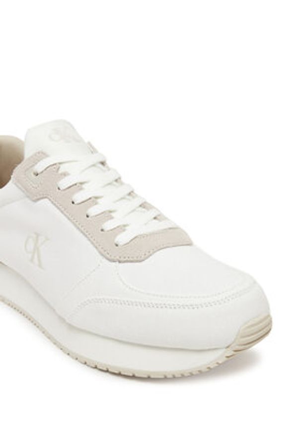 Calvin Klein Jeans Sneakersy Runner Sock Laceup Mg Canvas YM0YM01217 Biały. Kolor: biały. Materiał: materiał