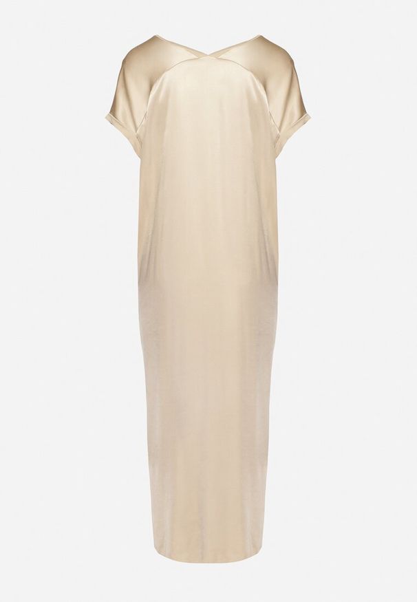 Born2be - Beżowa Wiskozowa Sukienka o Pudełkowym Kroju Oversize Moratina. Okazja: na co dzień. Kolor: beżowy. Materiał: wiskoza. Typ sukienki: oversize. Styl: casual