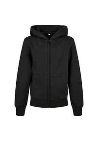BUILD YOUR BRAND - Bluza Dziecięca Basic Organic Z Pełnym Zamkiem Błyskawicznym. Kolor: czarny