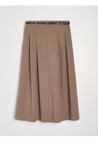 Sinsay - Rozkloszowana spódnica midi z paskiem - brązowy. Kolor: brązowy #1
