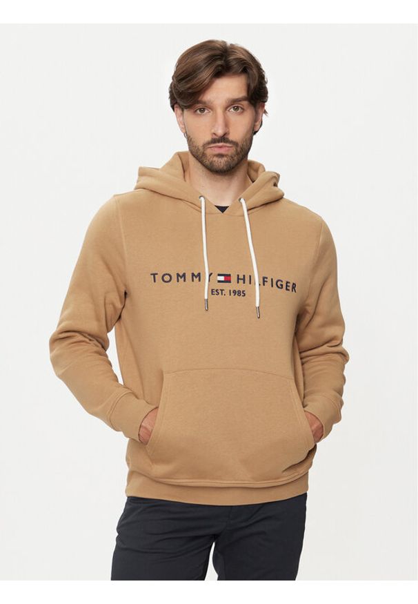 TOMMY HILFIGER - Tommy Hilfiger Bluza Logo MW0MW11599 Brązowy Regular Fit. Kolor: brązowy. Materiał: syntetyk