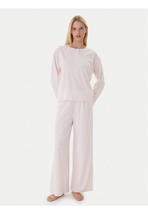 TOMMY HILFIGER - Tommy Hilfiger Piżama UW0UW06077 Różowy Relaxed Fit. Kolor: różowy. Materiał: bawełna