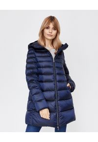 Hetrego - HETREGO - Granatowy płaszcz puchowy Doroty. Kolor: niebieski. Materiał: puch. Długość: długie. Sezon: zima #1