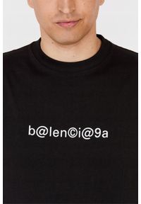 Balenciaga - BALENCIAGA Męski czarny t-shirt z białym logo, Rozmiar XS. Kolor: czarny. Materiał: len #6