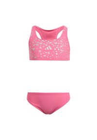 Adidas - Zestaw brokatowego bikini dla dzieci. Kolor: różowy. Wzór: nadruk