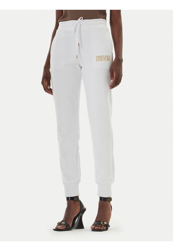 Versace Jeans Spodnie dresowe 80HAAT01 Biały Regular Fit. Kolor: biały. Materiał: bawełna