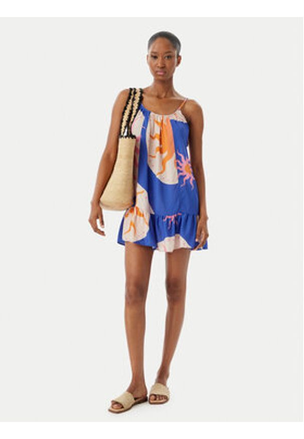 Maaji Sukienka letnia Magnolia PT1730CSD017 Niebieski Regular Fit. Kolor: niebieski. Materiał: wiskoza. Sezon: lato