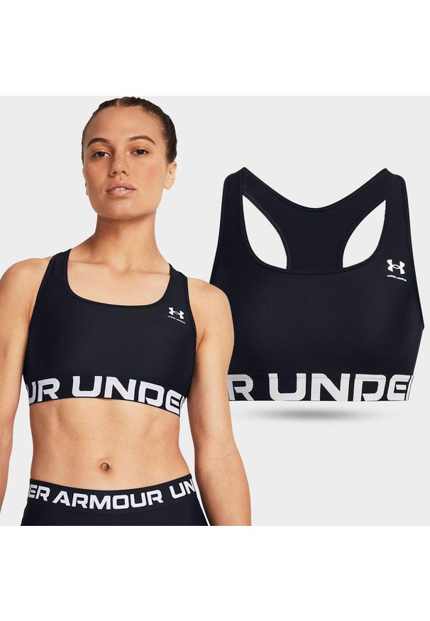Stanik sportowy damski treningowy Under Armour biustonosz sportowy. Kolor: czarny. Sport: fitness
