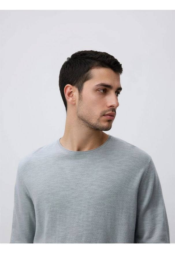 Reserved - Bawełniany sweter - jasnoszary. Kolor: szary. Materiał: bawełna