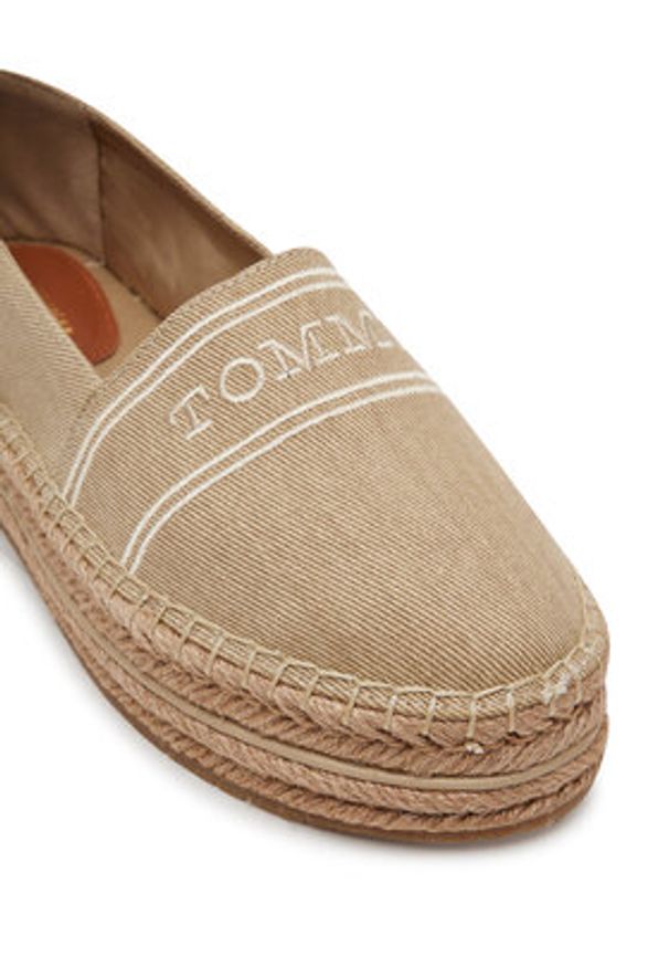 TOMMY HILFIGER - Tommy Hilfiger Espadryle Denim Platform Espadrille FW0FW08543 Beżowy. Kolor: beżowy. Materiał: materiał. Obcas: na platformie